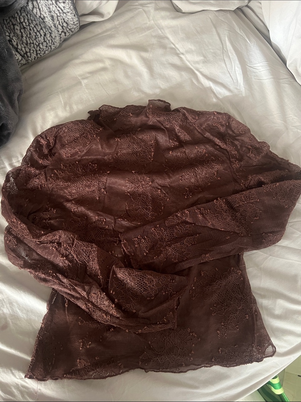 Women’s Lace Long-Sleeve Top - Brown